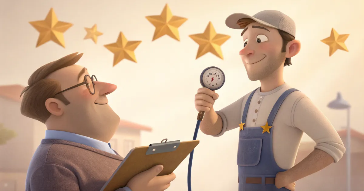 An HVAC technician servicing a unit, illustrating how to optimize a Google Business Profile to win more customers.