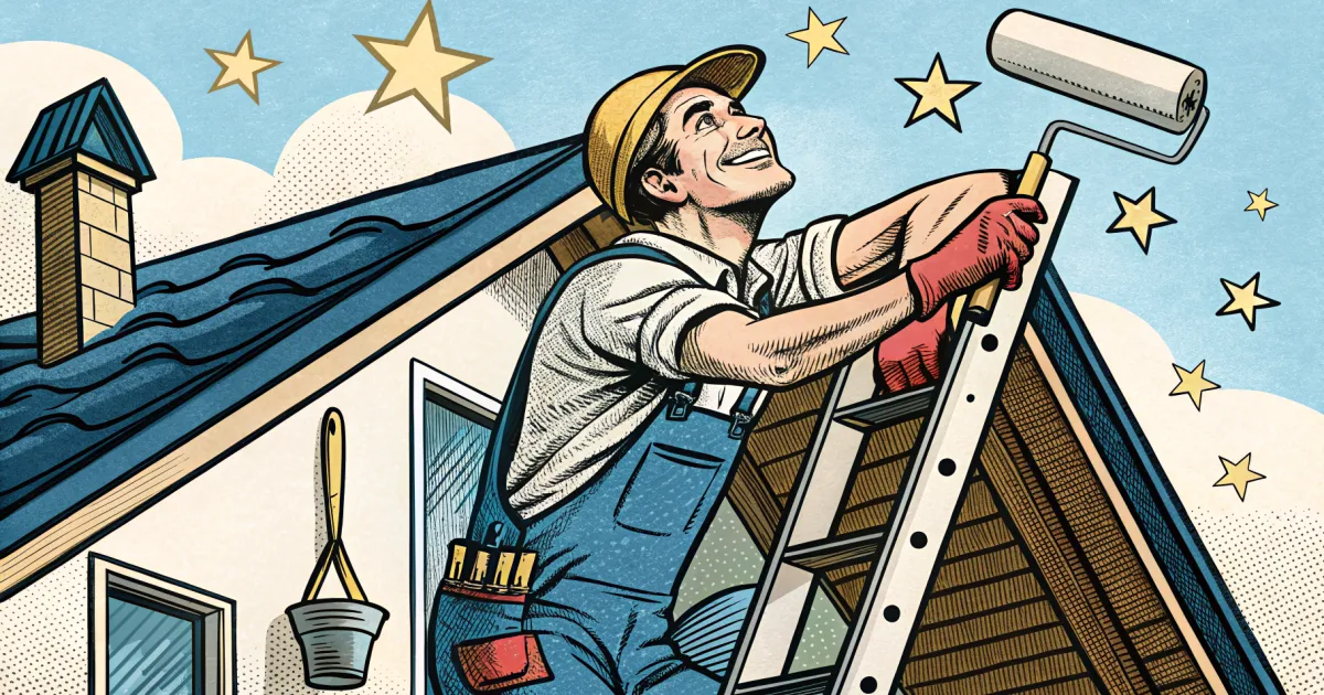 A house painter at work, illustrating how Do I Make It Easy for a Happy Customer to Refer Me.