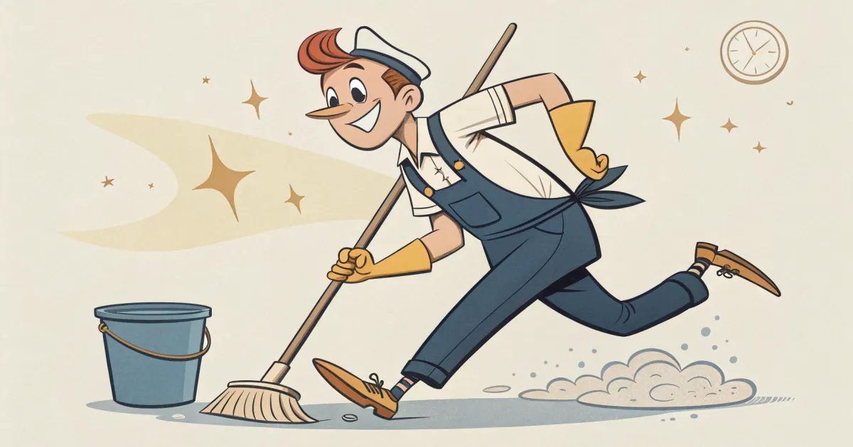 A house cleaner wiping a counter, illustrating what a service business homepage should actually say.