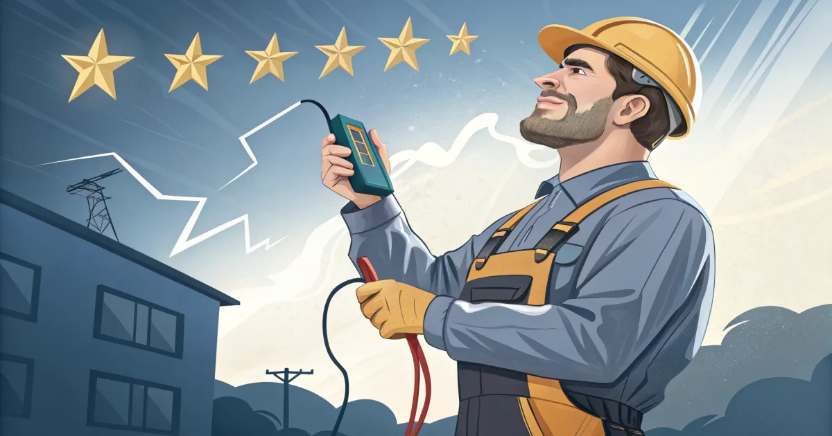 An electrician at work, illustrating how Do I Turn My Five-Star Reviews Into New Customers as an Electrician.