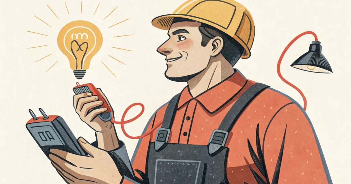 An electrician at work, illustrating how Do I Write an Electrician Service Page That Actually Wins Customers.